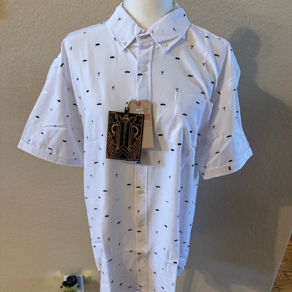 RSVLTS Secret Agent Man 007 James Bond Shirt XL Roosevelts Button Down - Picture 1 of 9